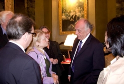 Lorin Maazel chats with guests at a Conversation at Steinway Hall